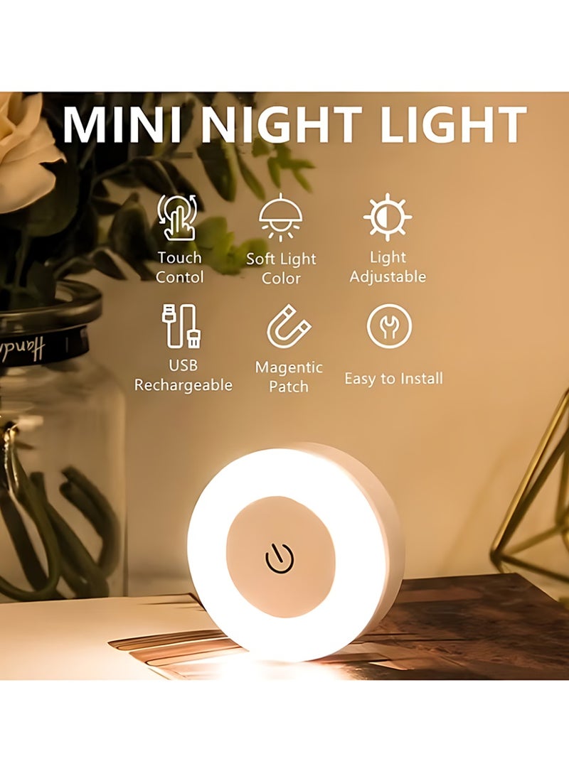 CLAVON 2 قطع مصباح ليلي LED قابل للتعديل، مصباح سرير LED، 3 أوضاع ألوان (أبيض، دافئ، بارد)، تحكم باللمس، تركيب مغناطيسي على الحائط للاستخدام الداخلي (غرفة أطفال، ممر، مطبخ، غرفة نوم، خزانة أحذية)، بطارية ليثيوم قابلة للشحن، إضاءة داخلية | ضوء حائط حديث | سطوع قابل للتعديل، مصباح ليلي - Image 5